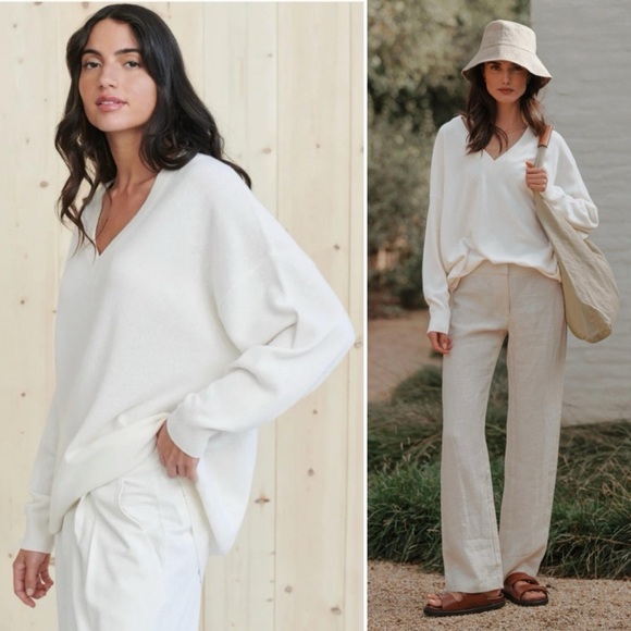 NEW: Jenni Kayne Charlie V-Neck Cashmere Sweater - US S - Picture 2 of 6